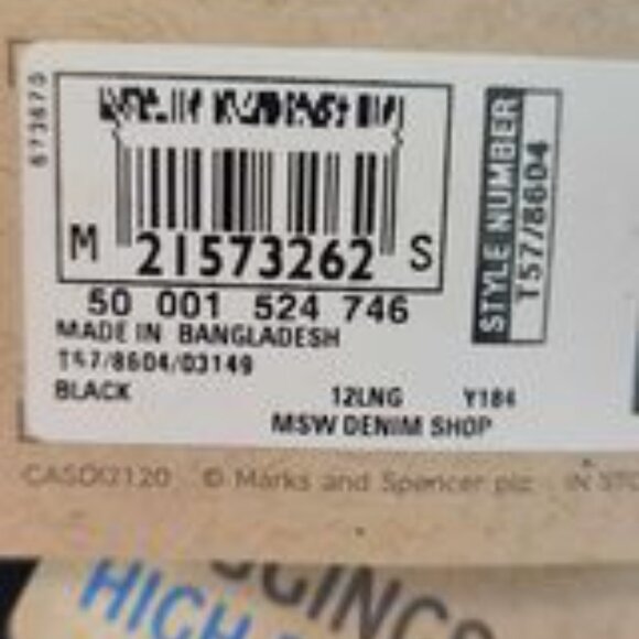 M&S WOMENS BLACK JEGGINS SIZE 12 STRAIGHT LEG PANTS HIGH RISE NWT - Picture 4 of 4